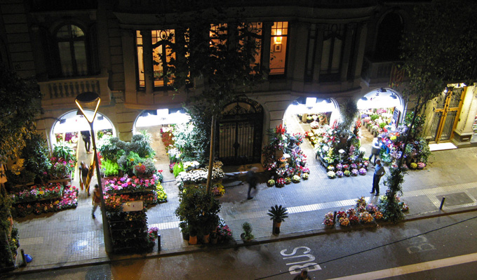 Florist shop at night