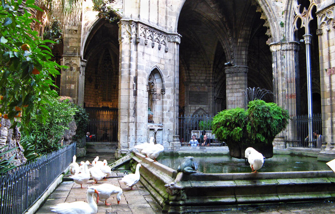 Cloister with 13 geese