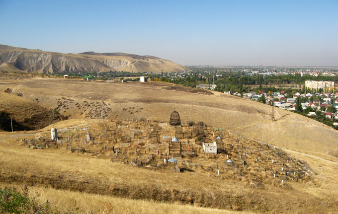 city view over cemetery