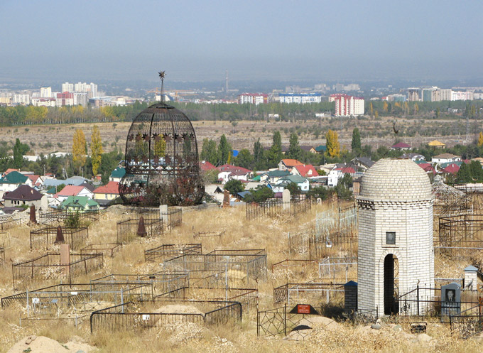 city view over cemetery