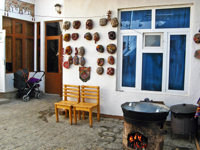 Lunch cooking on patio