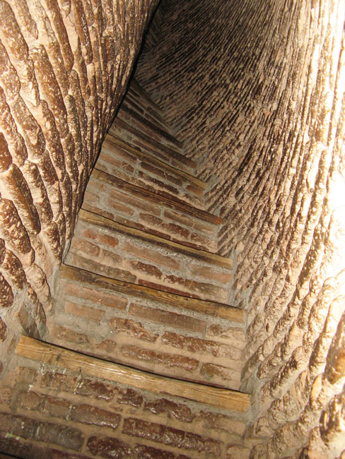 steep, dark stairwell