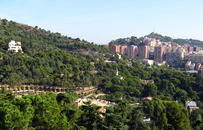 Park Guell is on a hillside