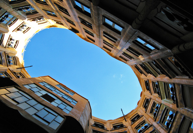 Looking skyward through the atrium