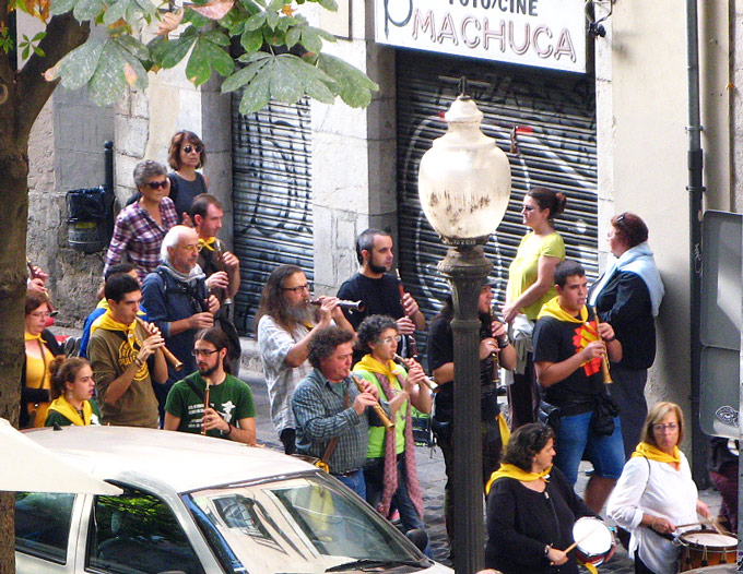 Little band of drummers and horn players