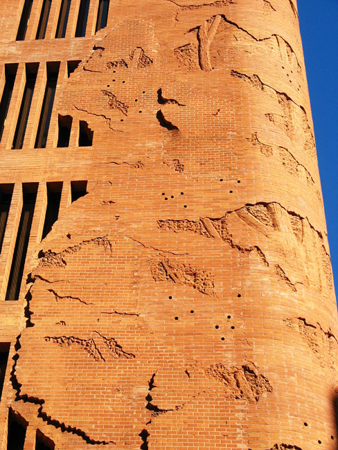 Fancy brickwork on building extension