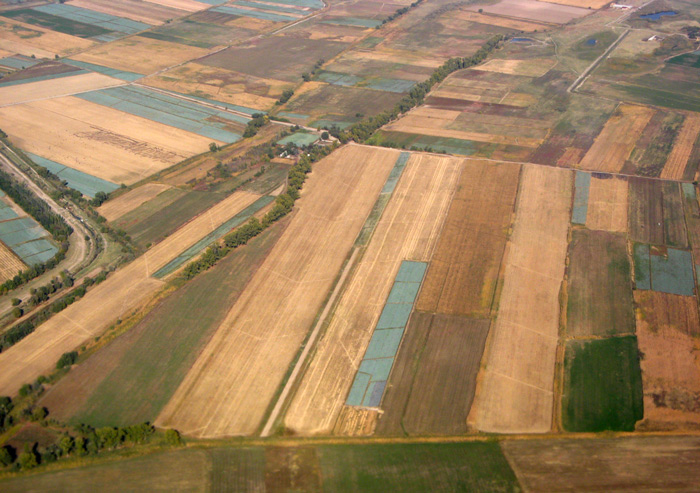Photo of Bishkek farmland from plane