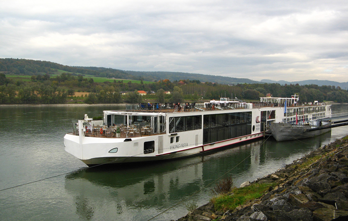 The Freya moored on the Danube