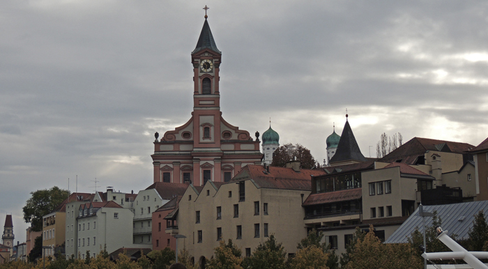 View of Passau from riverbank