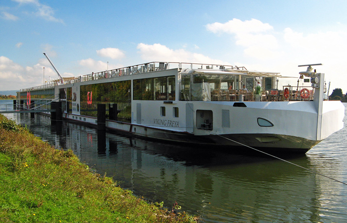 The Freya moored on the Danube