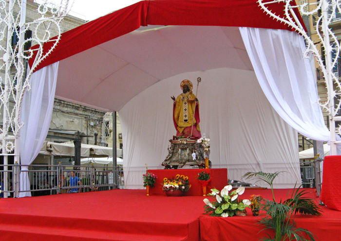 Statue of St. Nicholas on display