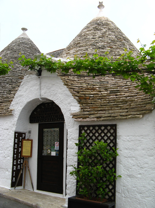 A cone-roofed building called a 'trullo'