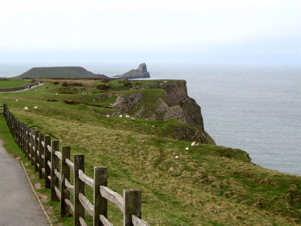 Cliffs at Rhossili with Worms Head Rock